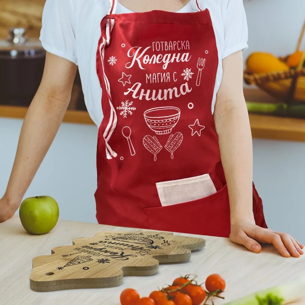 Коледен комплект - дъска и престилка