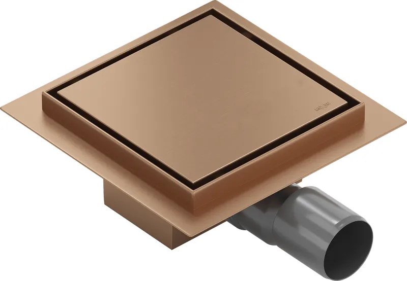 Mexen Flat-Q M13 квадратен подов сифон 15 x 15 см, четкана мед - 1C10015