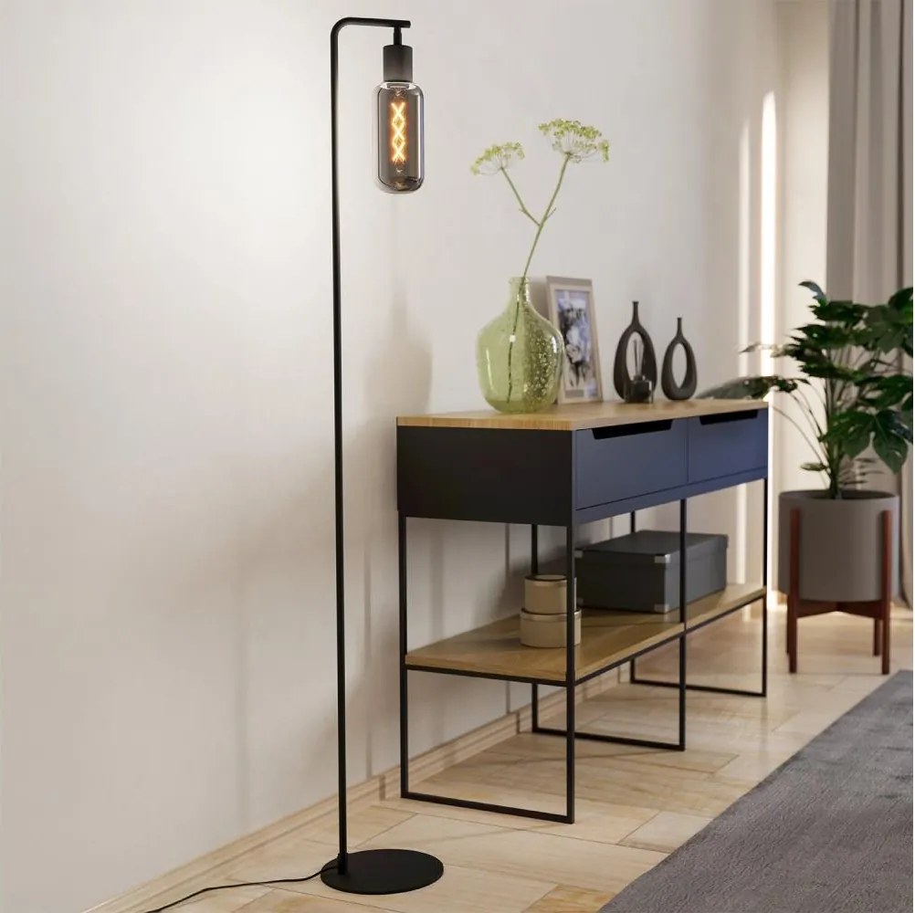 Eglo 901008 - Подова лампа MAIONE 1xE27/4W/230V черна/опушена