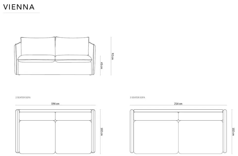 Розов кадифен разтегателен диван 214 cm Vienna - Cosmopolitan Design