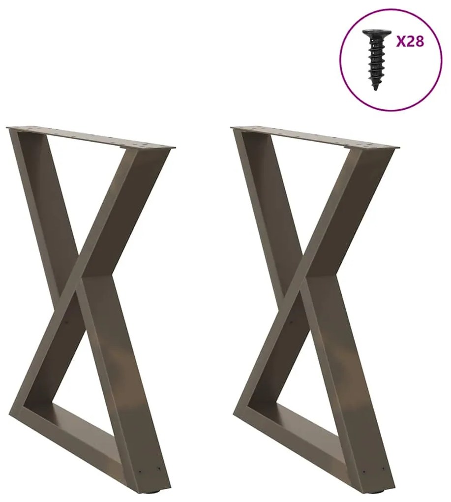 4012731 vidaXL Крака за трапезарна маса, 2 бр., естествена стомана, 80 x (72-73,3) см, стомана