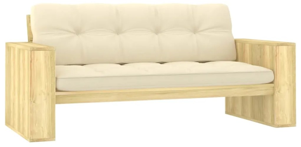 3065758 vidaXL Градинска пейка с кремави възглавници, 179 см, импрегниран бор