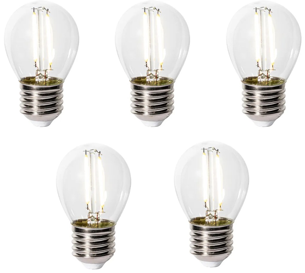 Комплект от 5 димируеми LED крушки E27 P45 прозрачно стъкло 3W 250 lm 3000K