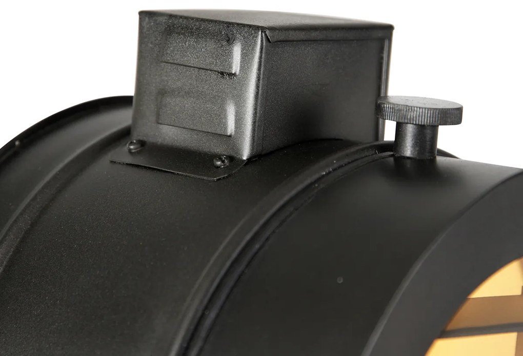 Подова лампа на триножник черна с дървена студийна лампа - Radient