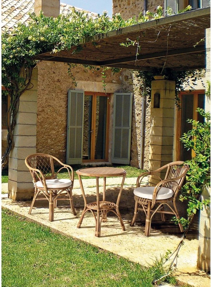 Градински стол от масивно дърво/ратанов в естествен цвят Athina – Bizzotto