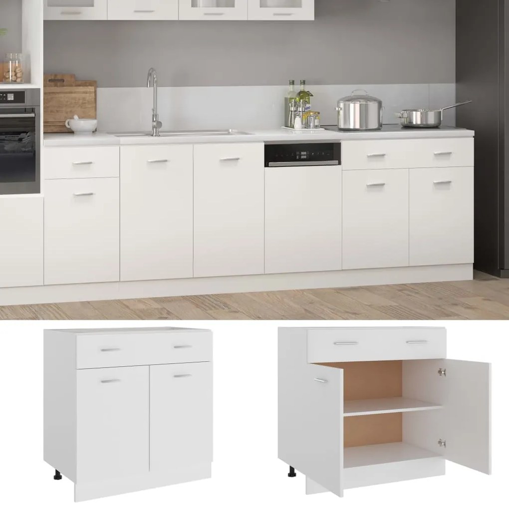801236 vidaXL Шкаф с чекмеджета "Lyon", бял, 80x46x81,5 см, инженерно дърво