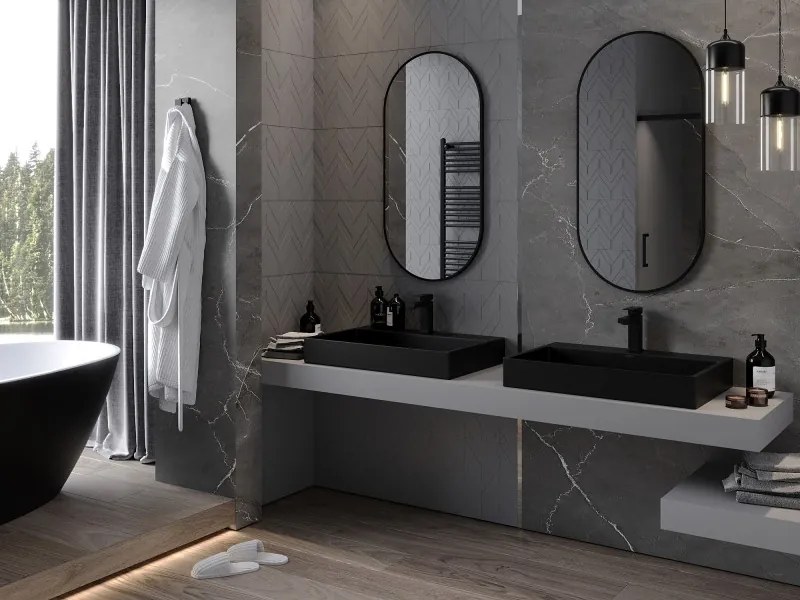Mexen Loft овално огледало за баня 100 x 50 см, черна рамка - 9851-100-050-000-70