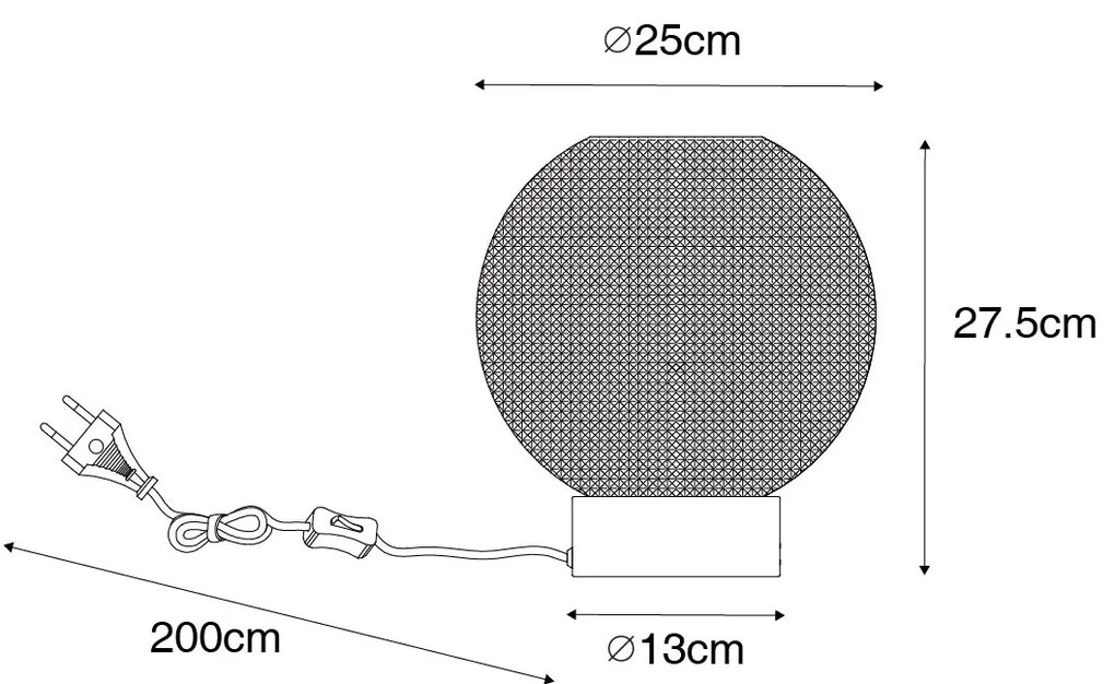 Дизайнерска настолна лампа черна с опушено стъкло - Chico