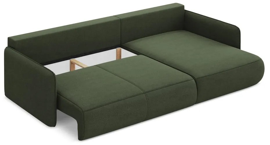 Зелен разтегателен ъглов диван с място за съхранение (десен ъгъл) Nanea – Makamii