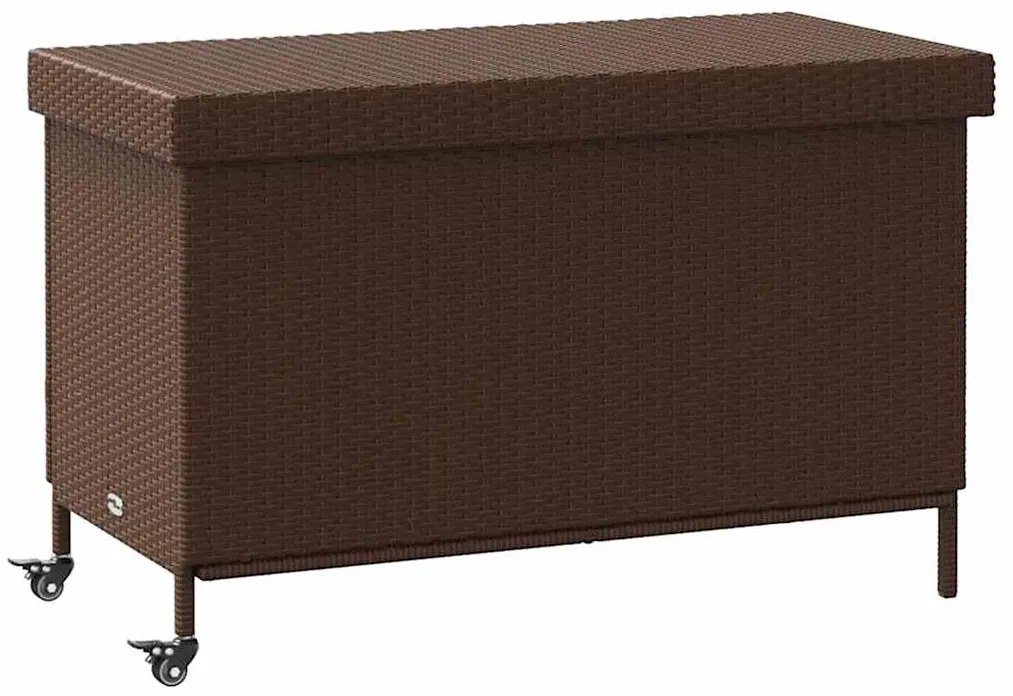 4103827 vidaXL Градинска кутия за съхранение с колела Кафява 110x55x73 cm