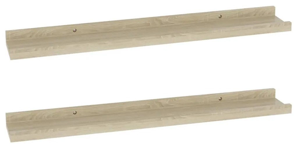 326680 vidaXL Стенни рафтове, 2 бр., дъб сонома, 60x9x3 см