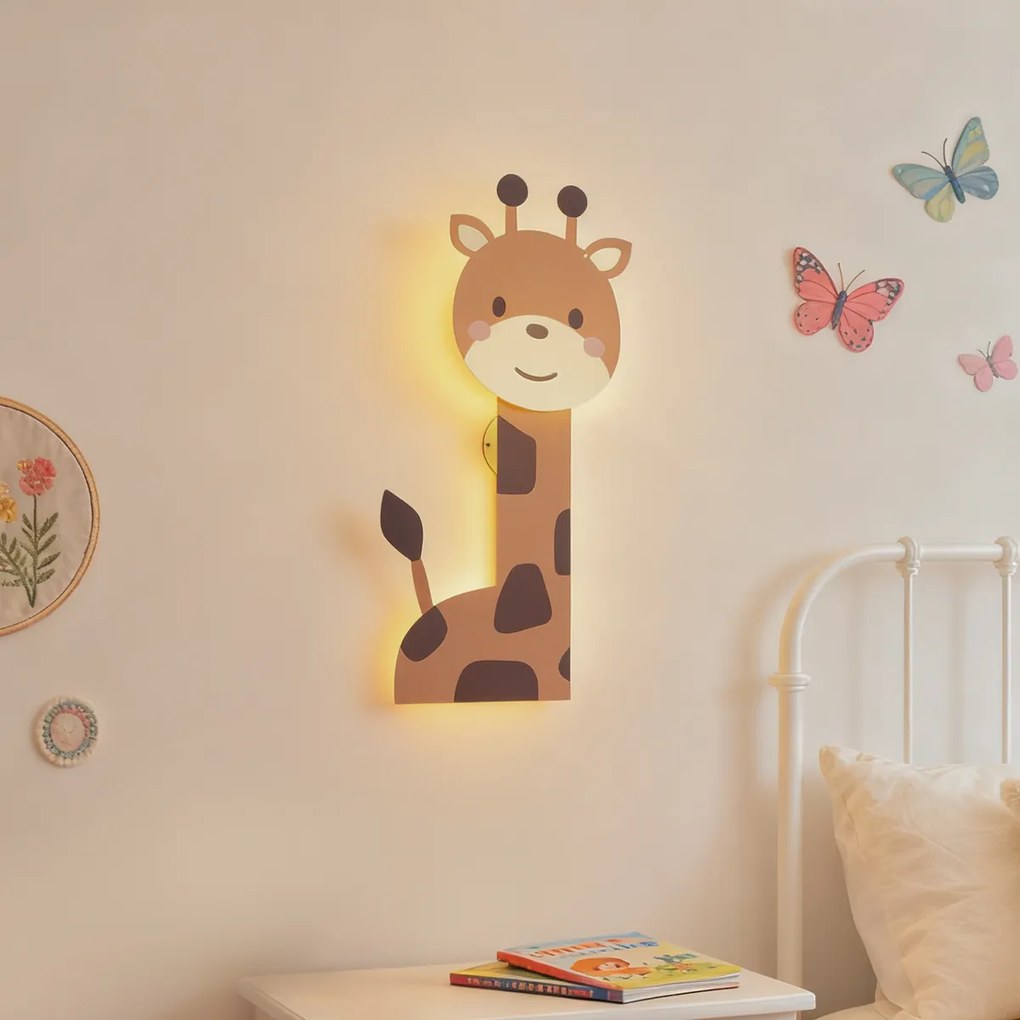 Детска стенна лампа оранжева с LED 3-степенно димиране - Gigi the Giraffe