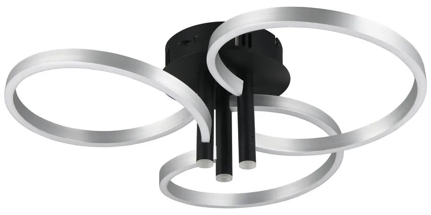 Черно и сребърно LED затъмняващо се осветително тяло за таван Caruso – Trio