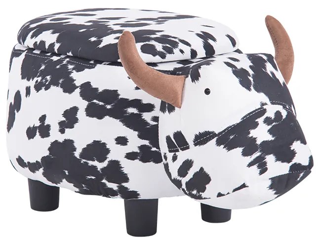 Детска табуретка с ракла - черно-бяла крава