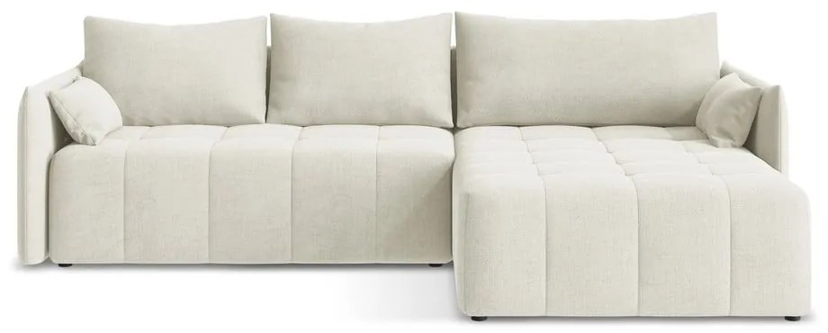 Бежов разтегателен ъглов диван с място за съхранение (десен ъгъл) Moku – Makamii