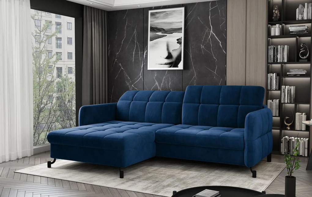 Ъглов диван Lorette-Blue Dark-Left