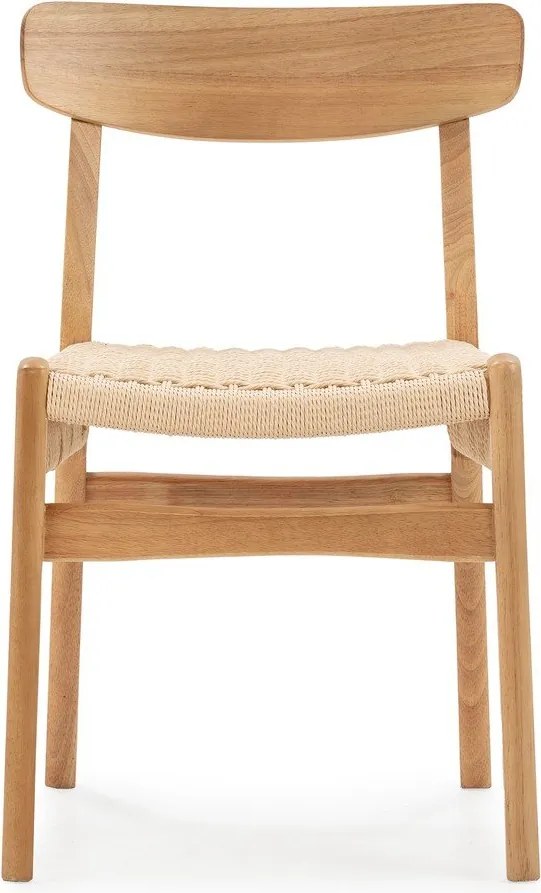 Трапезни столове в комплект 2 бр. от масивно каучуково дърво в естествен цвят Biel – MOME