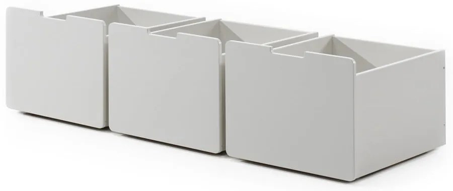 Бели чекмеджета за под детско легло 3 бр Pino - Vipack