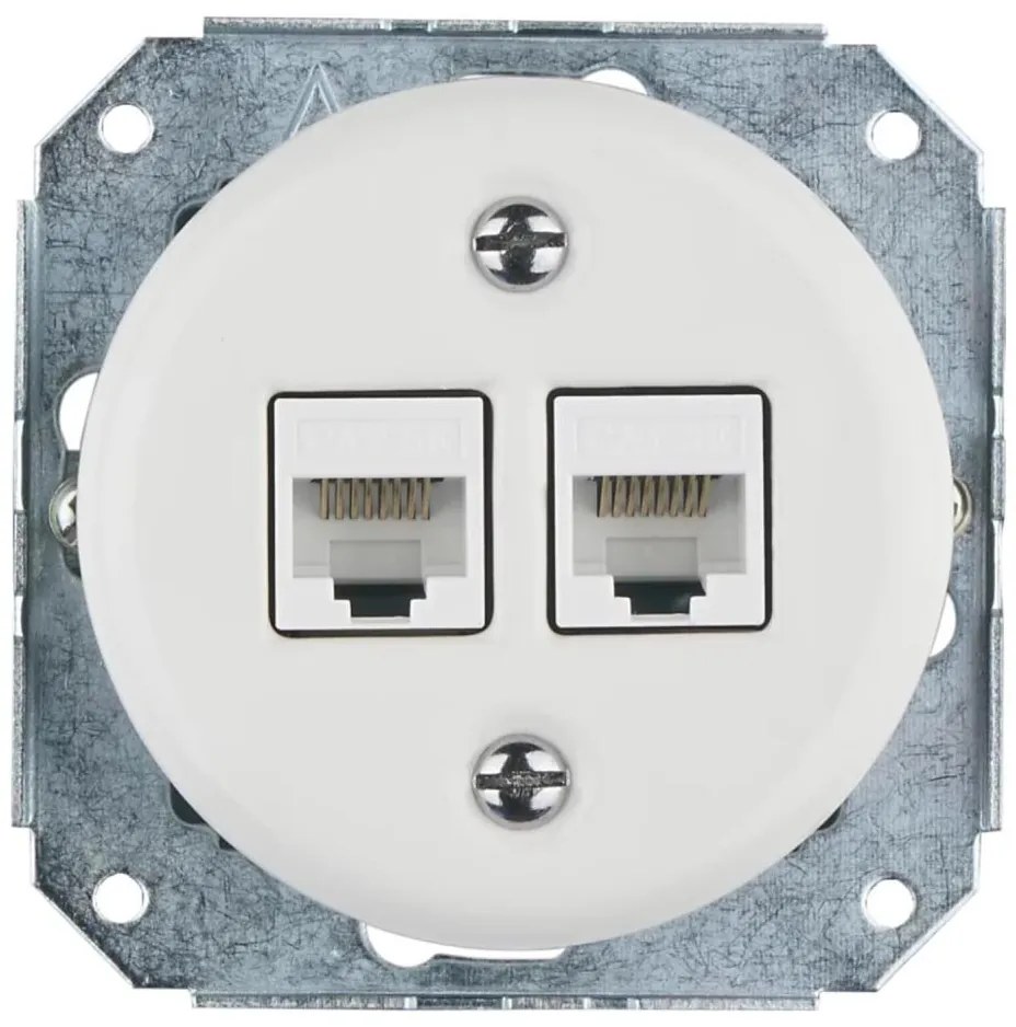 Bohemia-Design -Порцеланова ретро Ethernet розетка без рамка 2x CAT.5E бяла