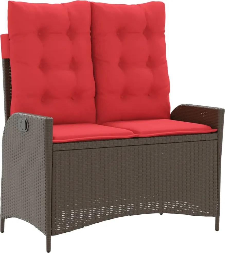 368242 vidaXL Накланяща се градинска пейка с възглавници кафяв полиратан