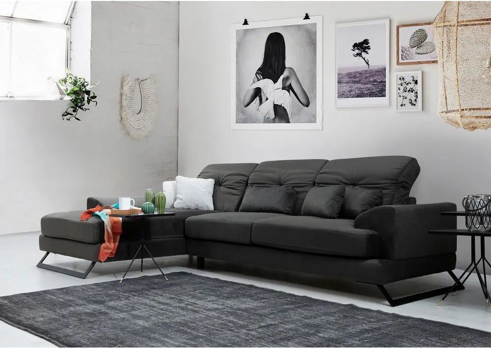Тъмносив ъглов диван (ляв ъгъл) Frido - Balcab Home