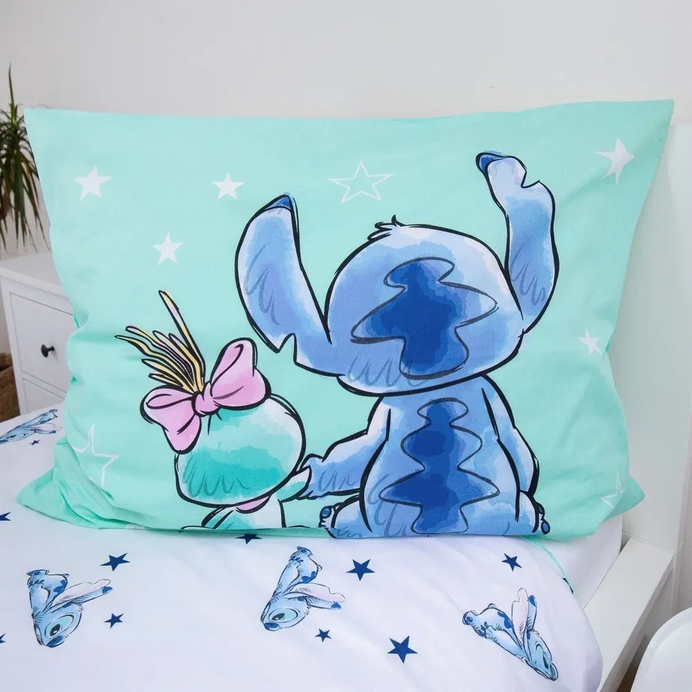 Единично памучно детско спално бельо в цвят мента 140x200 cm Lilo &amp; Stitch "Buddies" – Jerry Fabrics