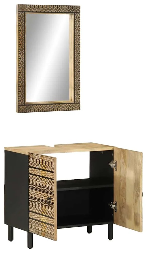 3310129 vidaXL Комплект мебели за баня, 2 части, масивна мангова дървесина