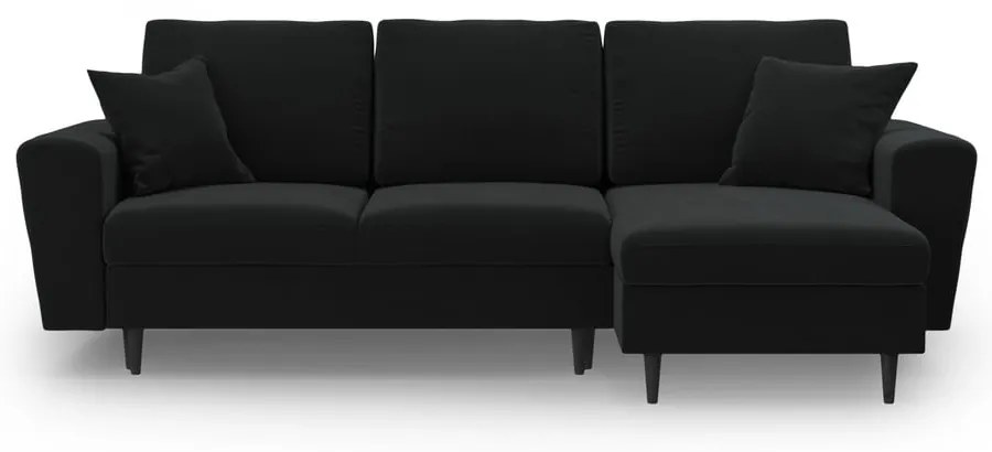 Черен кадифен разтегателен ъглов диван с място за съхранение Kyoto – Cosmopolitan Design