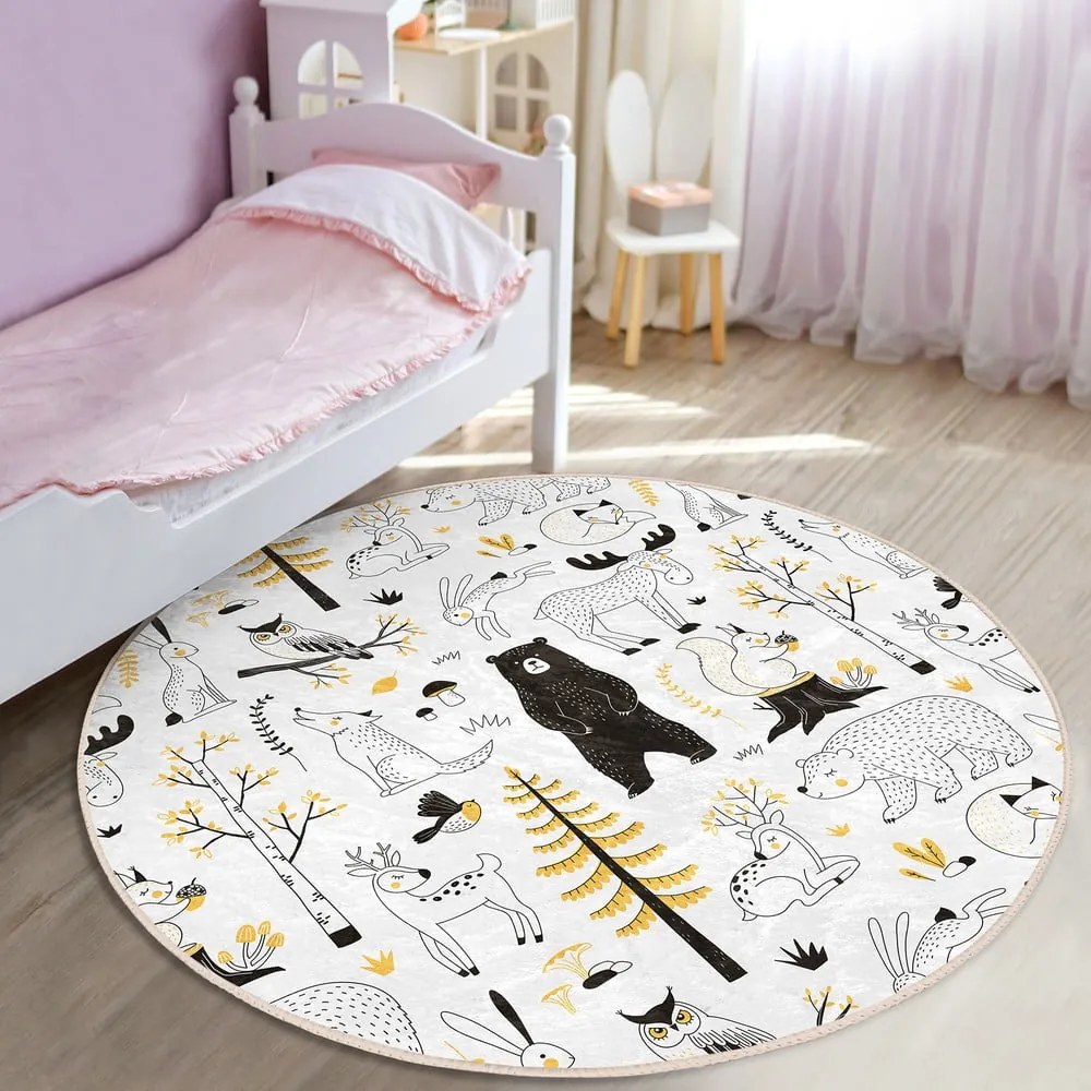 Жълто-бял детски килим ø 120 cm Comfort - Mila Home