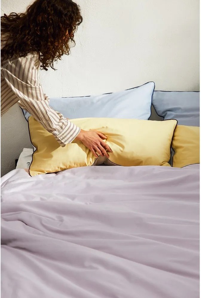 Единичен чаршаф за завивка от памучен сатен в цвят лавандула 140x200 cm Oba – noo.ma