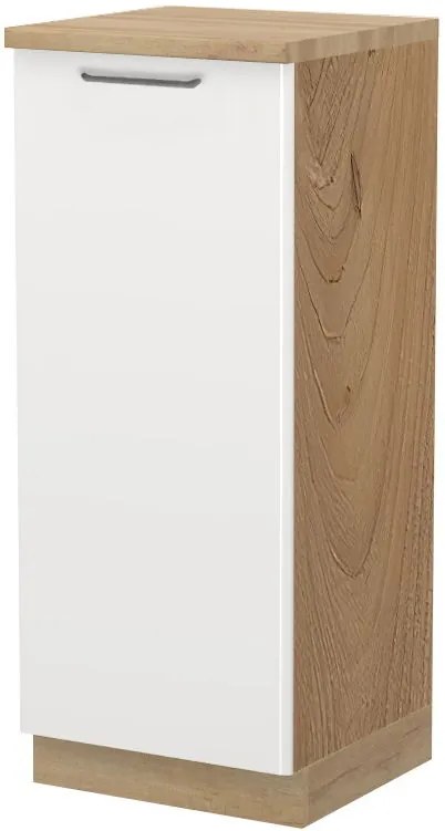 Висок подов шкаф Modena K14-60-1KF-Walnut - White glossy