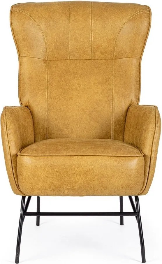 Кресло от изкуствена кожа в цвят горчица Nasira – Bizzotto