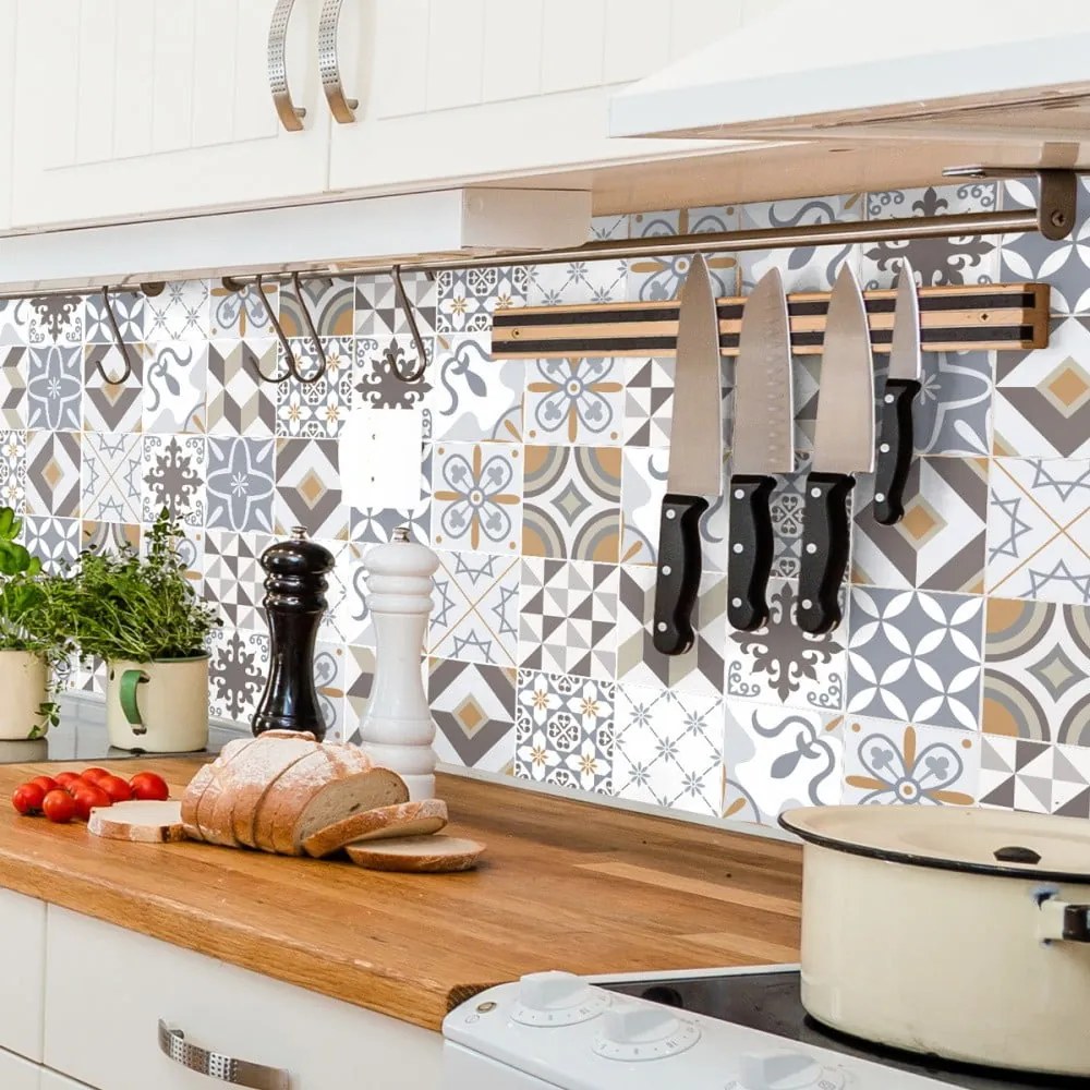 Комплект от 60 стикера за стена Cement Tiles Liliania, 15 x 15 cm Liliana - Ambiance