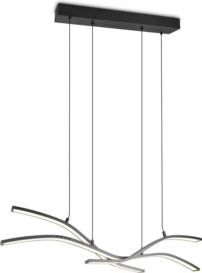 Матово черно метално LED висящо осветително тяло с дистанционно управление/затъмняващо се Spider – Trio Select