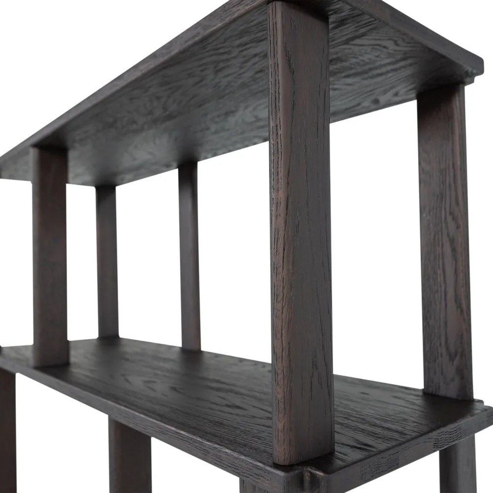 Тъмнокафява библиотека от масивен дъб 90x186x30 cm Riss – WOOOD