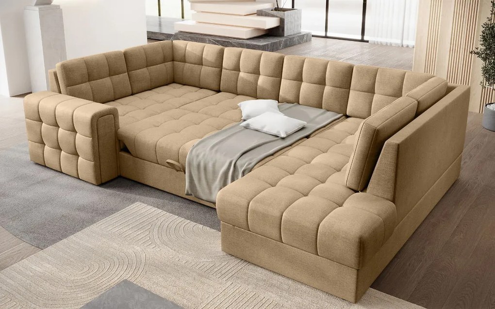 Ъглов диван Bale U-Тъмнобежов-Десен