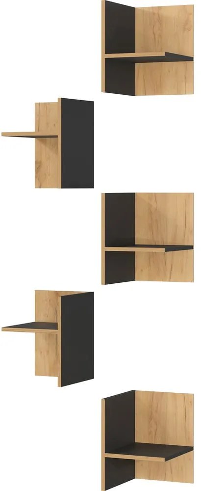Допълнителни рафтове в комплект 5 бр. от декор от дъб в антрацитен и естествен цвят Podium – Germania