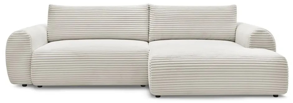 Кремав разтегателен ъглов диван от рипсено кадифе (десен ъгъл) Lucien – Bobochic Paris