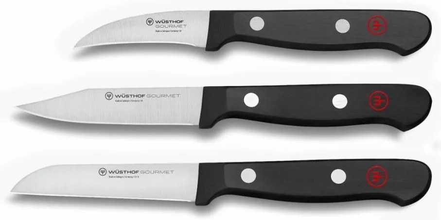 Wüsthof GOURMET 3-частен комплект кухненски ножове за зеленчуци, черен