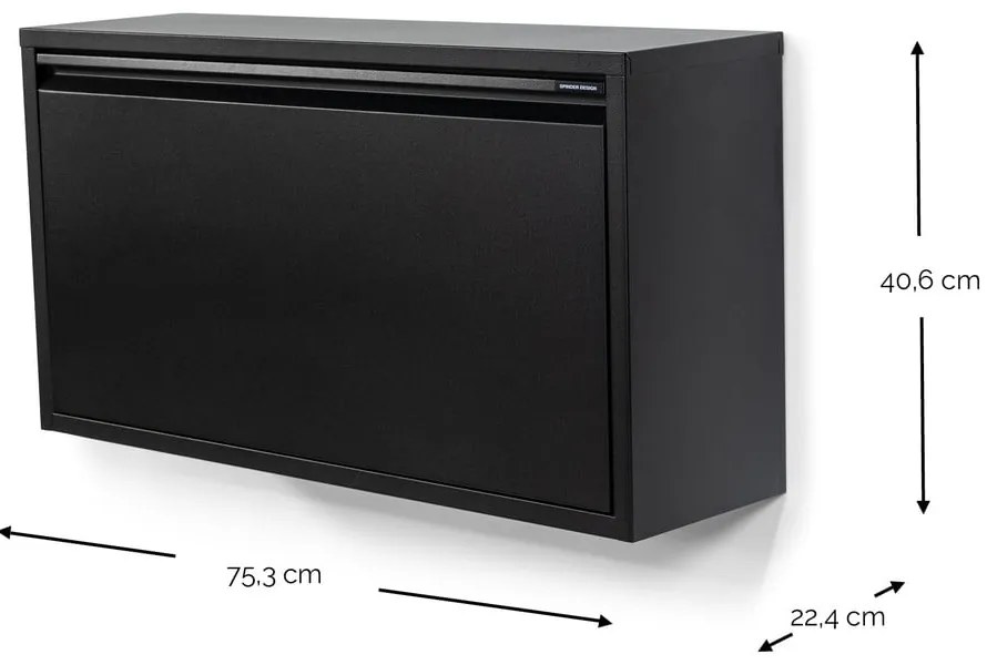 Черна метална накланяща се/висяща стойка за обувки 75x41x22 cm Billy – Spinder Design