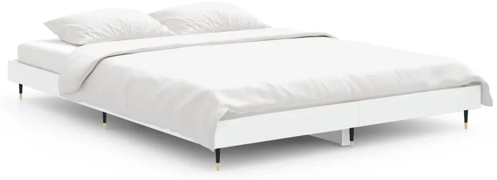 832173 vidaXL рамка за легло, бяла, 140x190 см, инженерно дърво