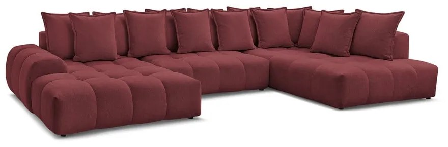 Бордо шенилов сгъваем/с място за съхранение ъглов диван (десен ъгъл/U форма) Everest – Bobochic Paris