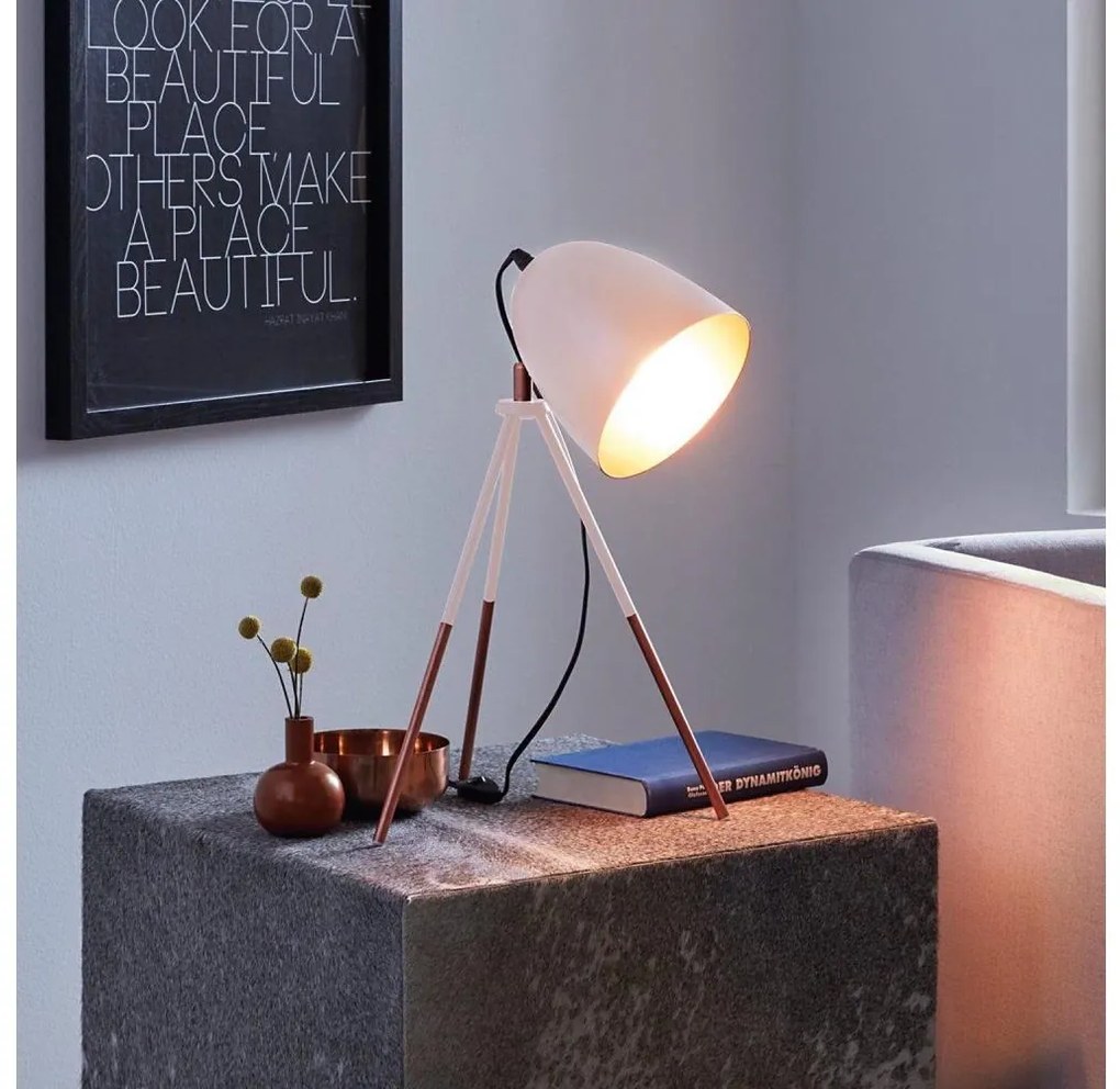 Eglo 49727 - Настолна лампа CHESTER 1xE27/60W/230V бяла/медна