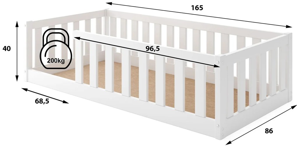 Детско легло Bellissimo-Бяло-80 x 160