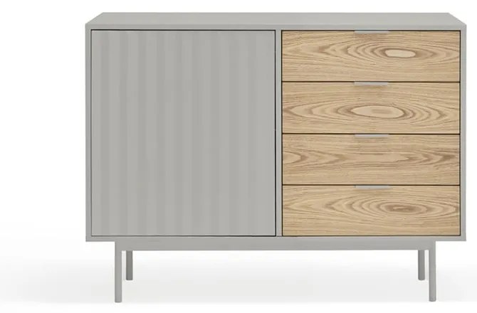 Сив/естествен нисък скрин от декор от дъб 108x80 cm Sierra – Teulat