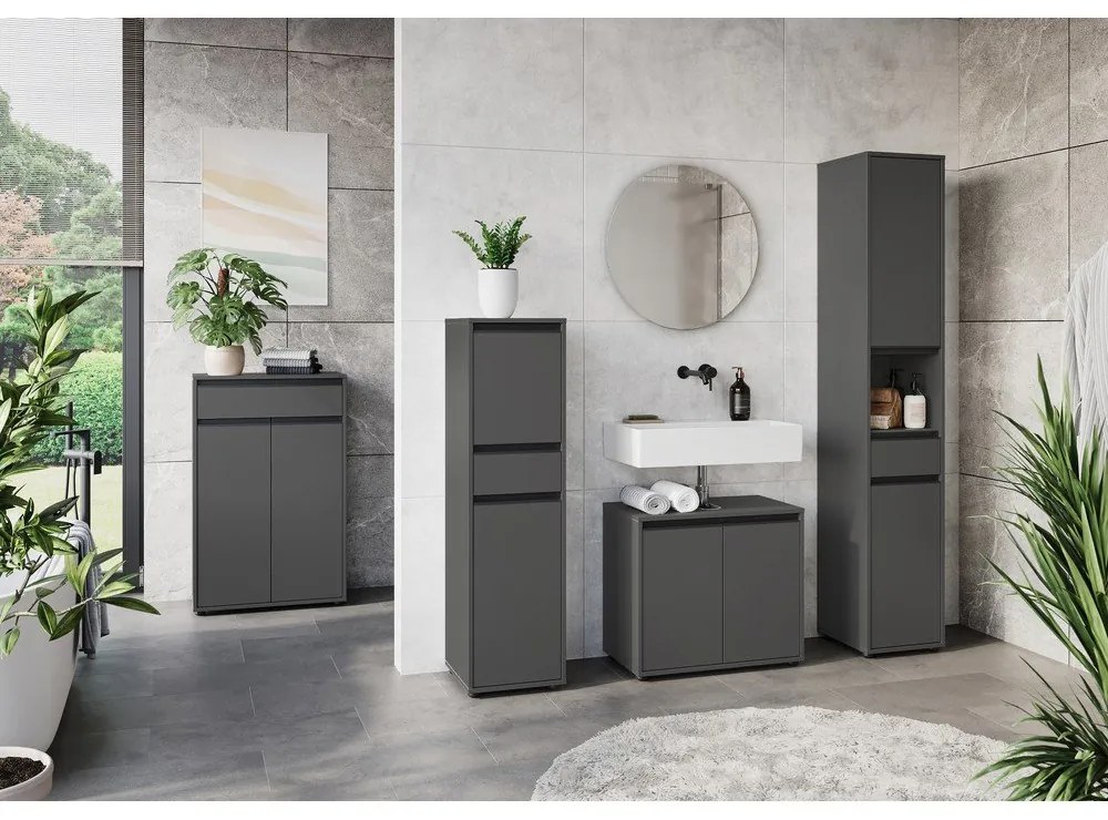 Антрацитен шкаф за мивка 63x55 cm Lemont – Germania