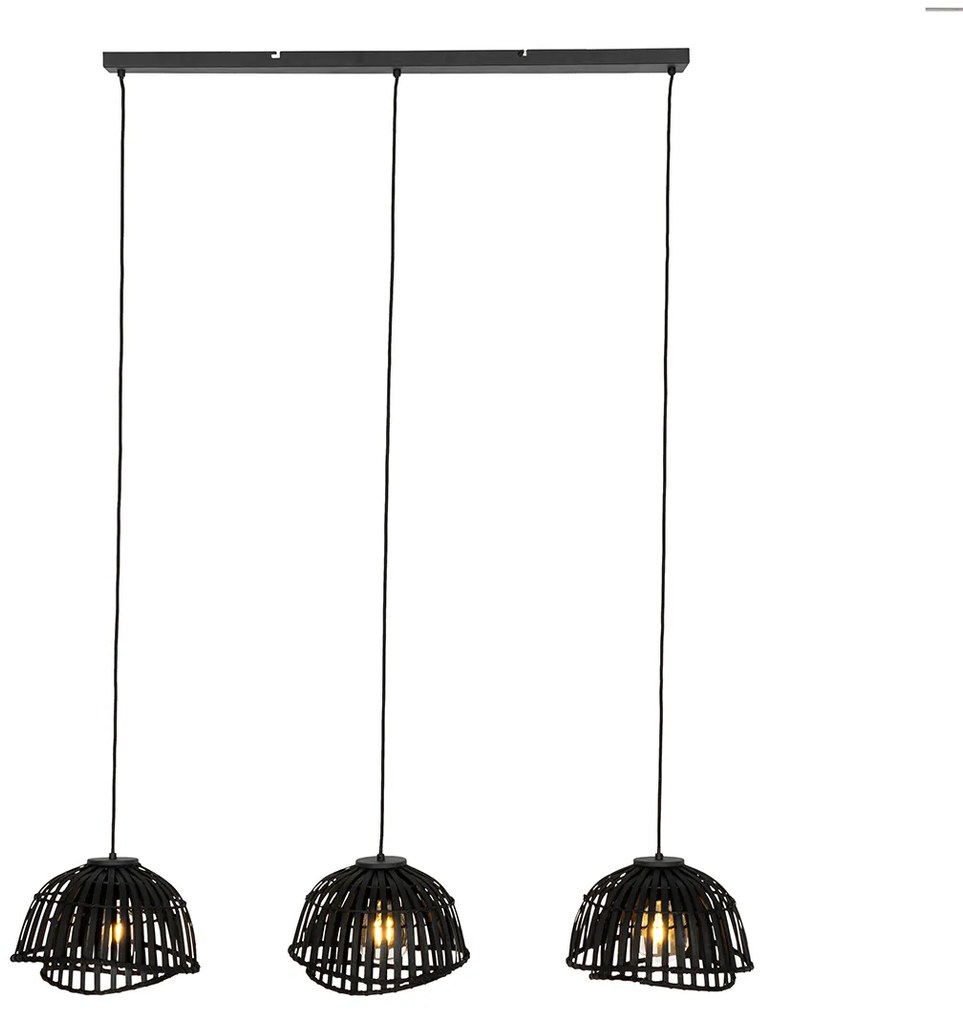 Ориенталски висящ аплик черен бамбук 3-светлина - Pua