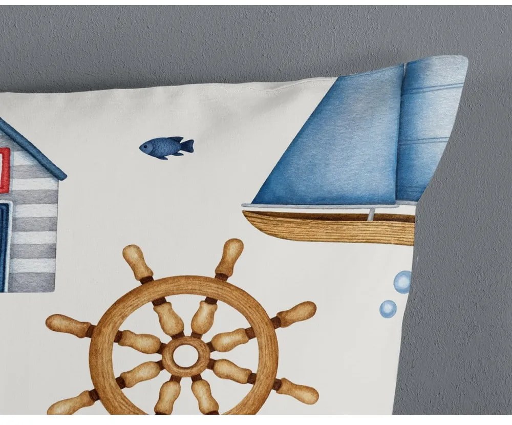 Синьо -кремаво памучно детско спално бельо за детско креватче 100x135 cm Ahoy – Good Morning