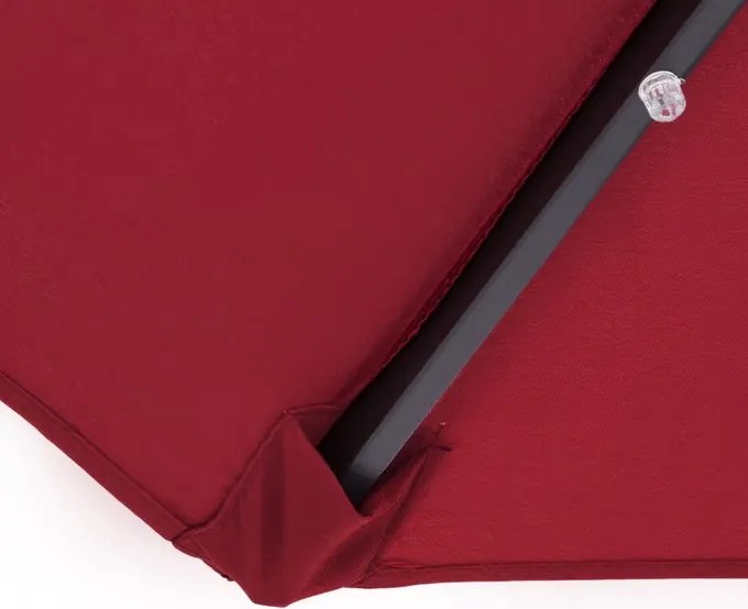 Градински LED соларен алуминиев чадър Miami - 270 см, червен, UV 80+