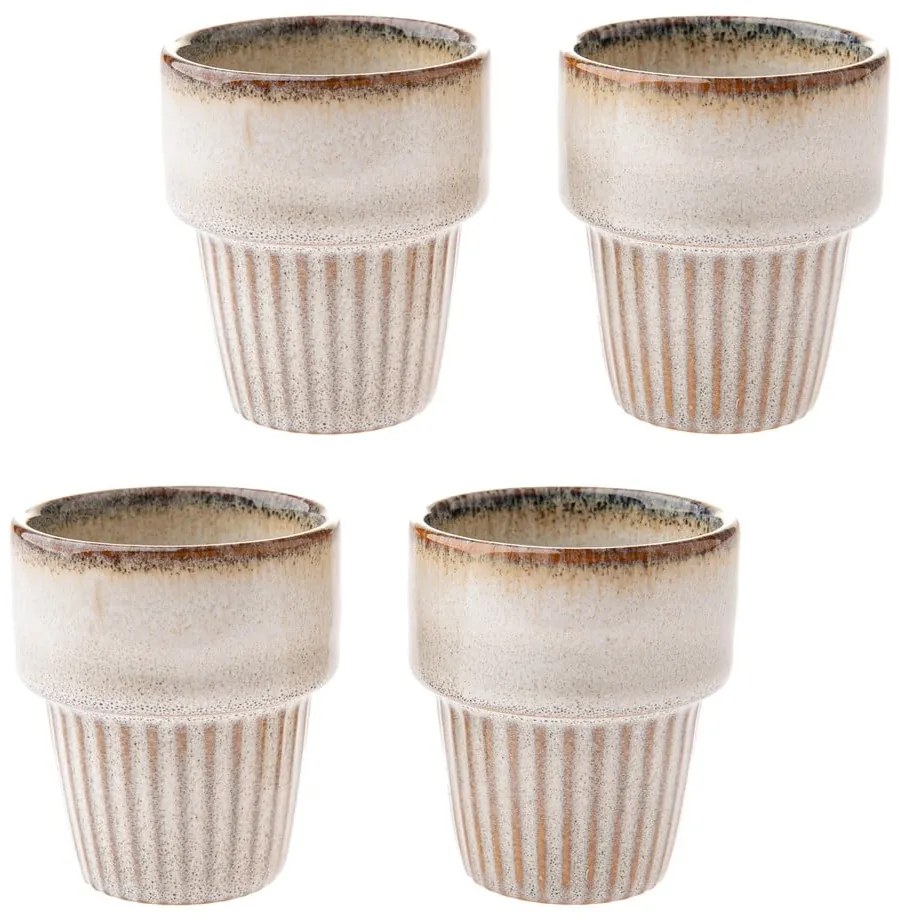 Кремави глинени чаши в комплект 4 бр. за еспресо 100 ml Tone – Dakls